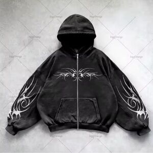 Black Hoodie with Tribal Design